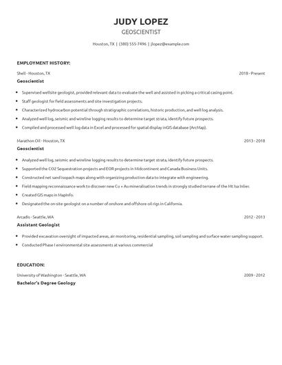 Geoscientist Resume