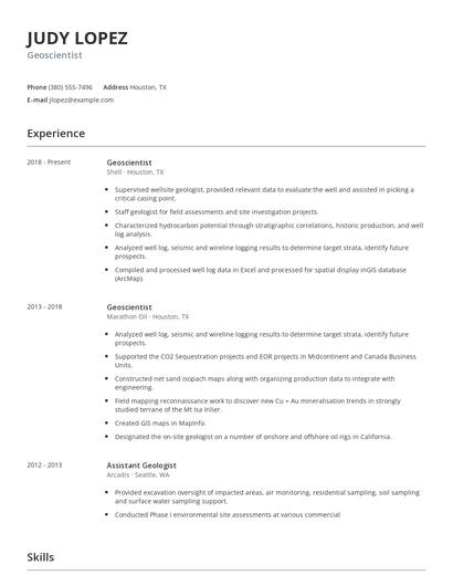 Geoscientist Resume
