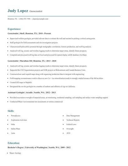 Geoscientist Resume