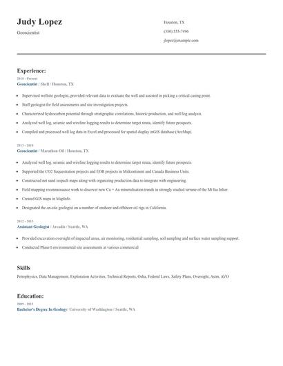 Geoscientist Resume