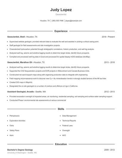 Geoscientist Resume