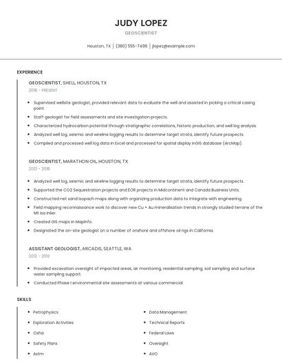 Geoscientist Resume