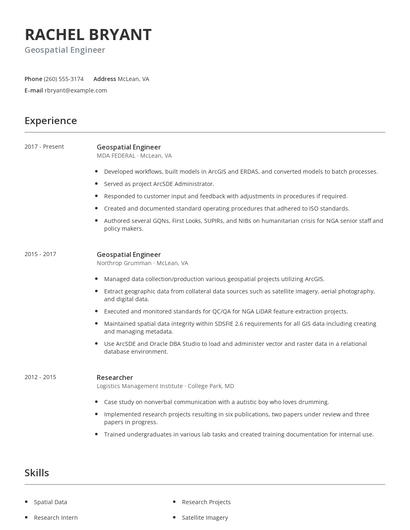 Geospatial Engineer Resume