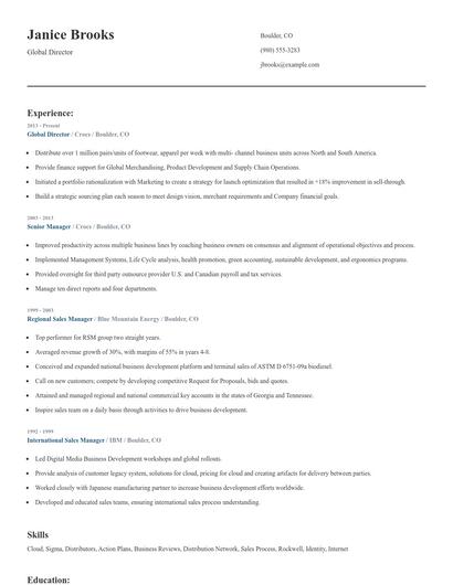 Global Director Resume