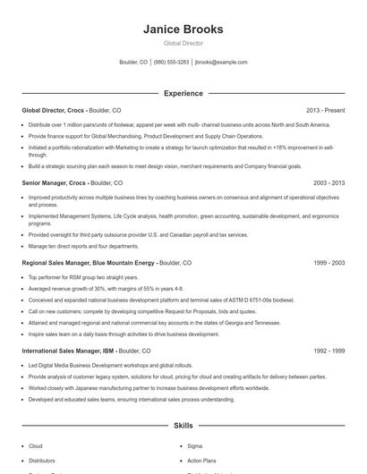 Global Director Resume