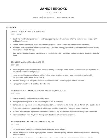 Global Director Resume