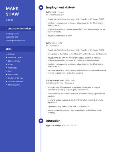 Golfer Resume