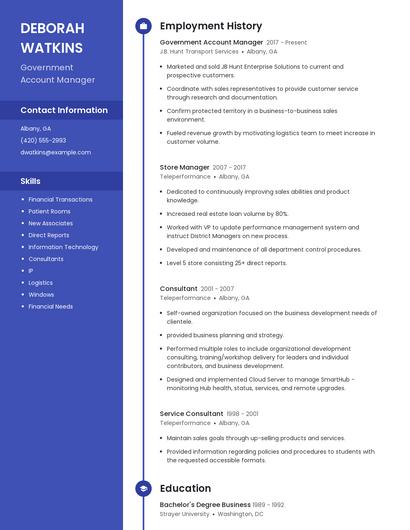 Government Account Manager Resume
