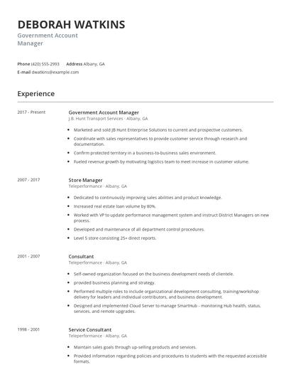 Government Account Manager Resume
