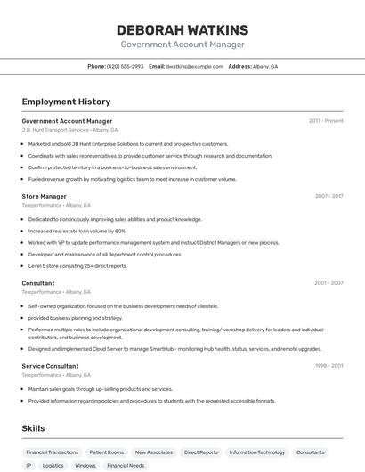 Government Account Manager Resume