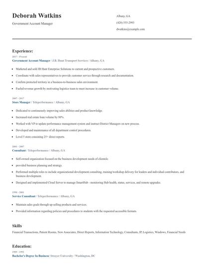 Government Account Manager Resume
