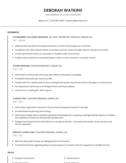 Government Account Manager Resume
