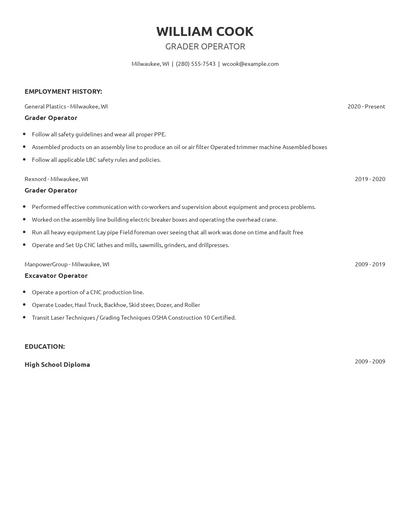 Grader Operator Resume