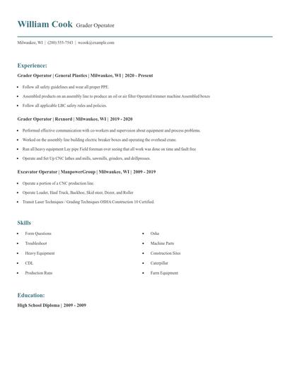 Grader Operator Resume