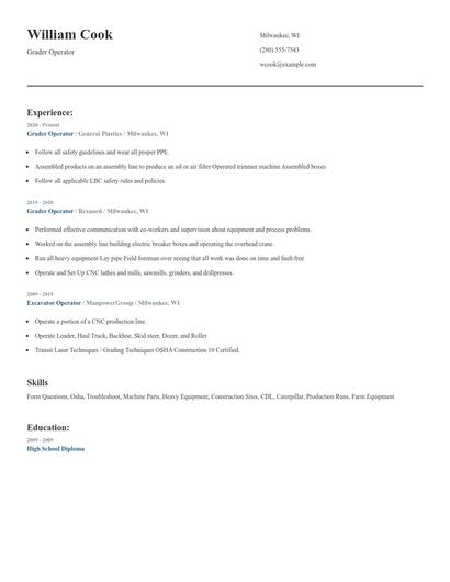 Grader Operator Resume