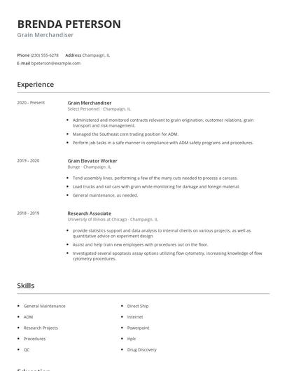 Grain Merchandiser Resume
