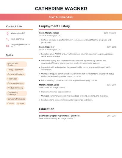 Grain Merchandiser Resume