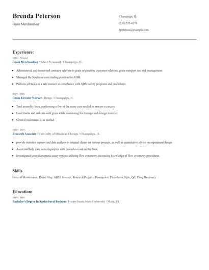 Grain Merchandiser Resume