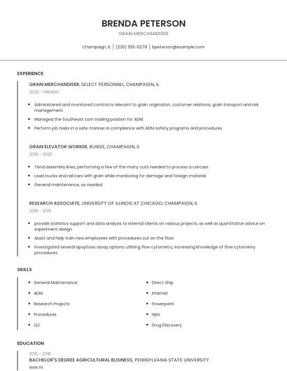 Grain Merchandiser Resume