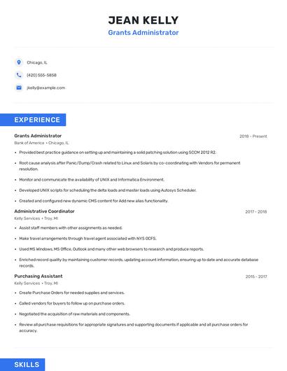 Grants Administrator Resume