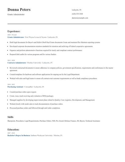 Grants Administrator Resume