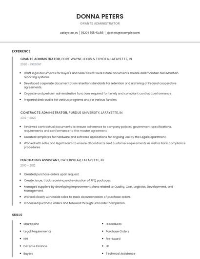 Grants Administrator Resume