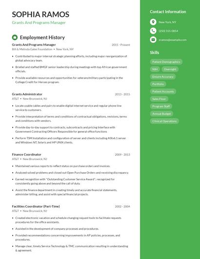 Grants And Programs Manager Resume