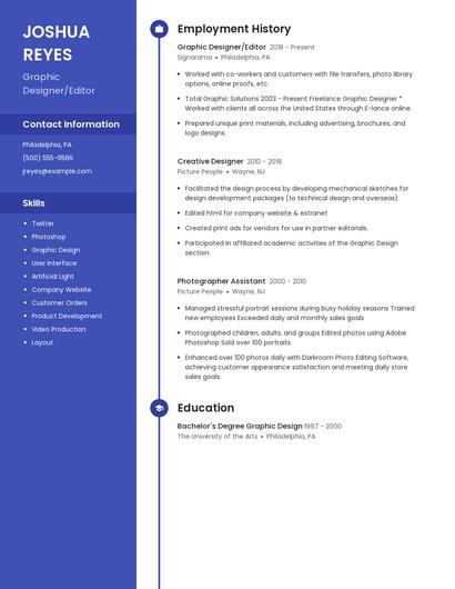 Graphic Designer/Editor Resume