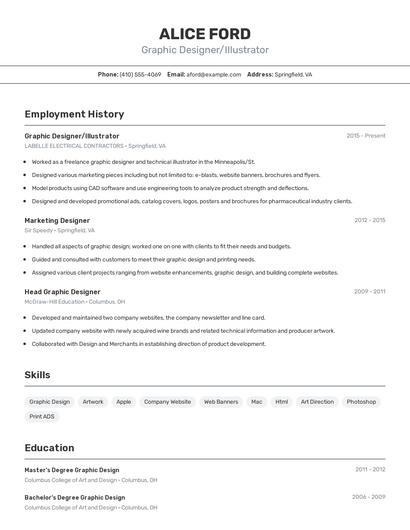 Graphic Designer/Illustrator Resume