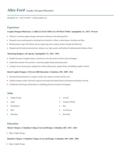Graphic Designer/Illustrator Resume