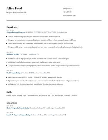Graphic Designer/Illustrator Resume