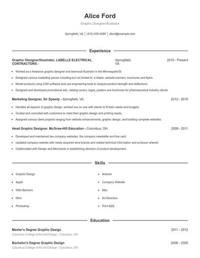 Graphic Designer/Illustrator Resume