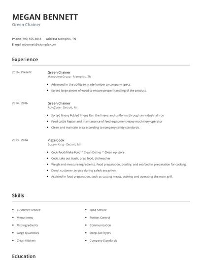 Green Chainer Resume