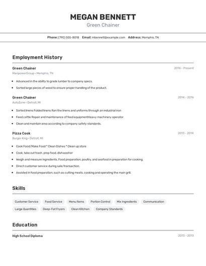 Green Chainer Resume