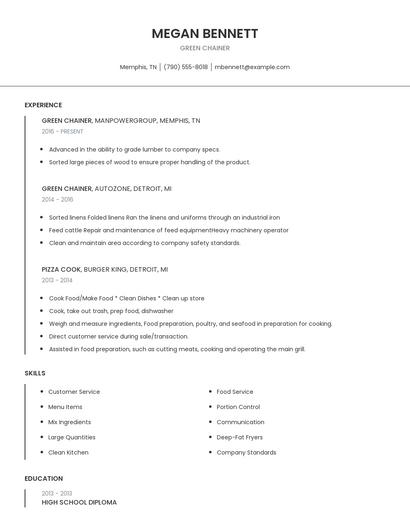 Green Chainer Resume