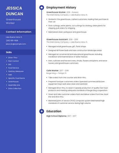 Greenhouse Worker Resume