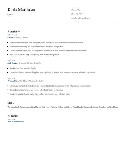 Grocer Resume
