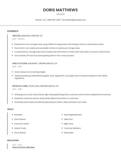 Grocer Resume