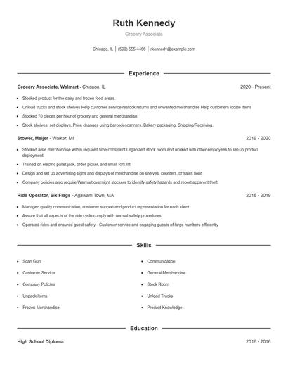 Grocery Associate Resume