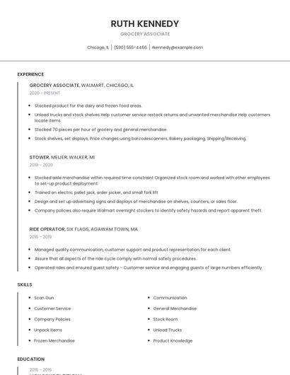Grocery Associate Resume