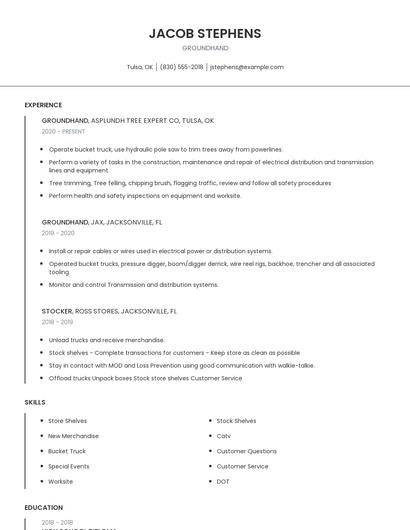 Groundhand Resume