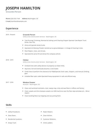 Grounds Person Resume