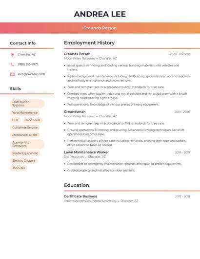 Grounds Person Resume