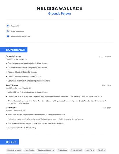 Grounds Person Resume