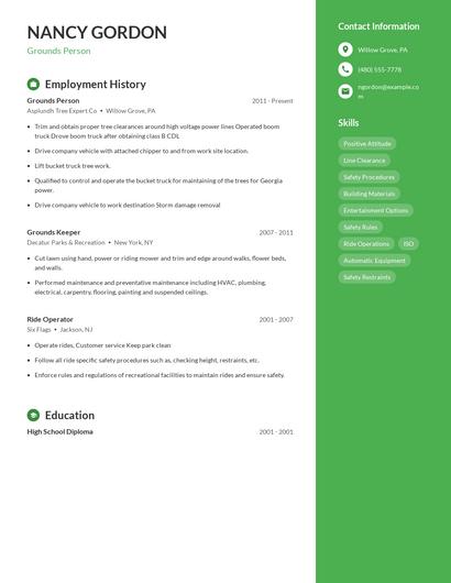 Grounds Person Resume