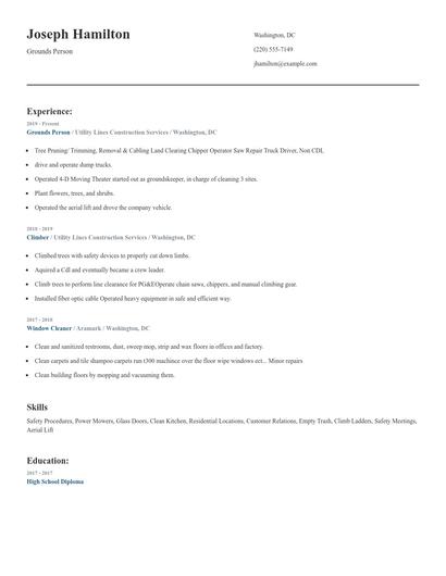 Grounds Person Resume