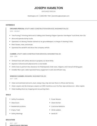 Grounds Person Resume