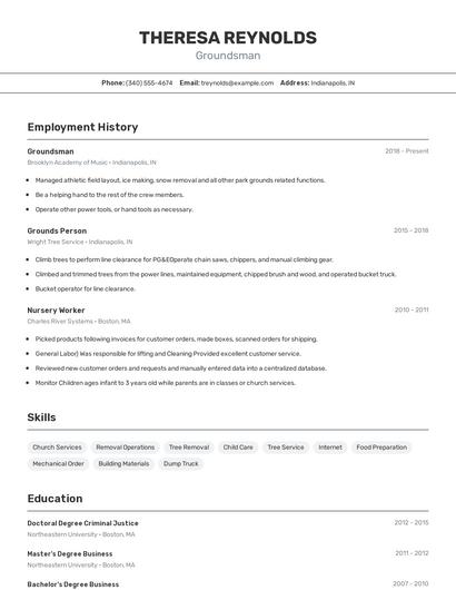 Groundsman Resume