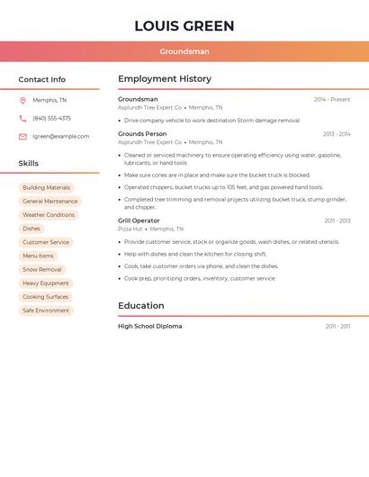 Groundsman Resume