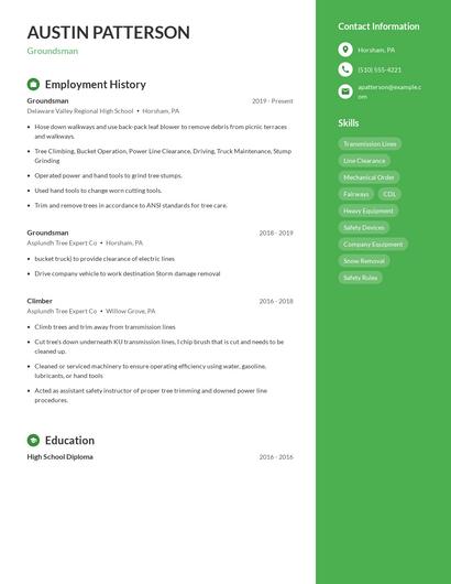 Groundsman Resume